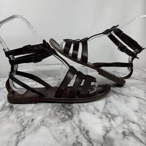 Vitulli Lavorazione Artigiana Brown Leather Gladiator Sandals Italy EU 39 Women